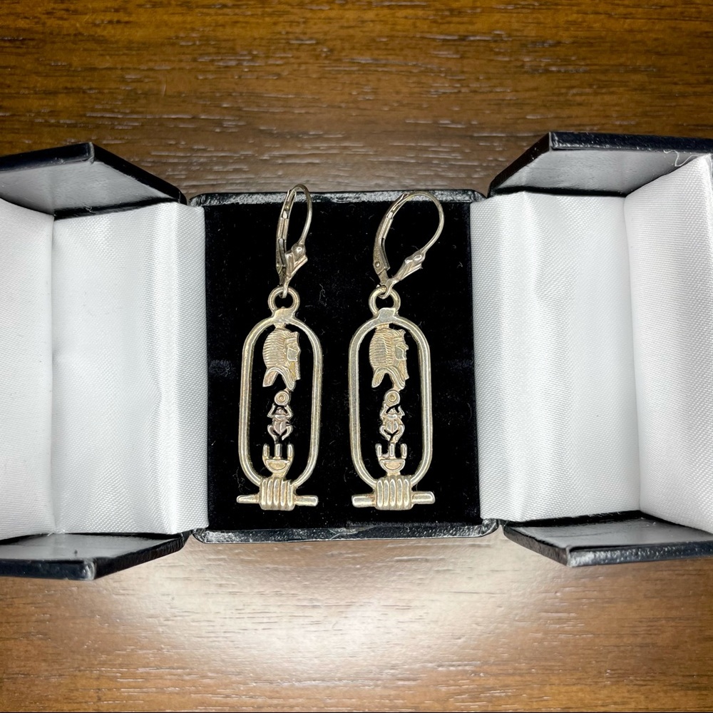 Vintage Hallmarked Cartouche Earrings